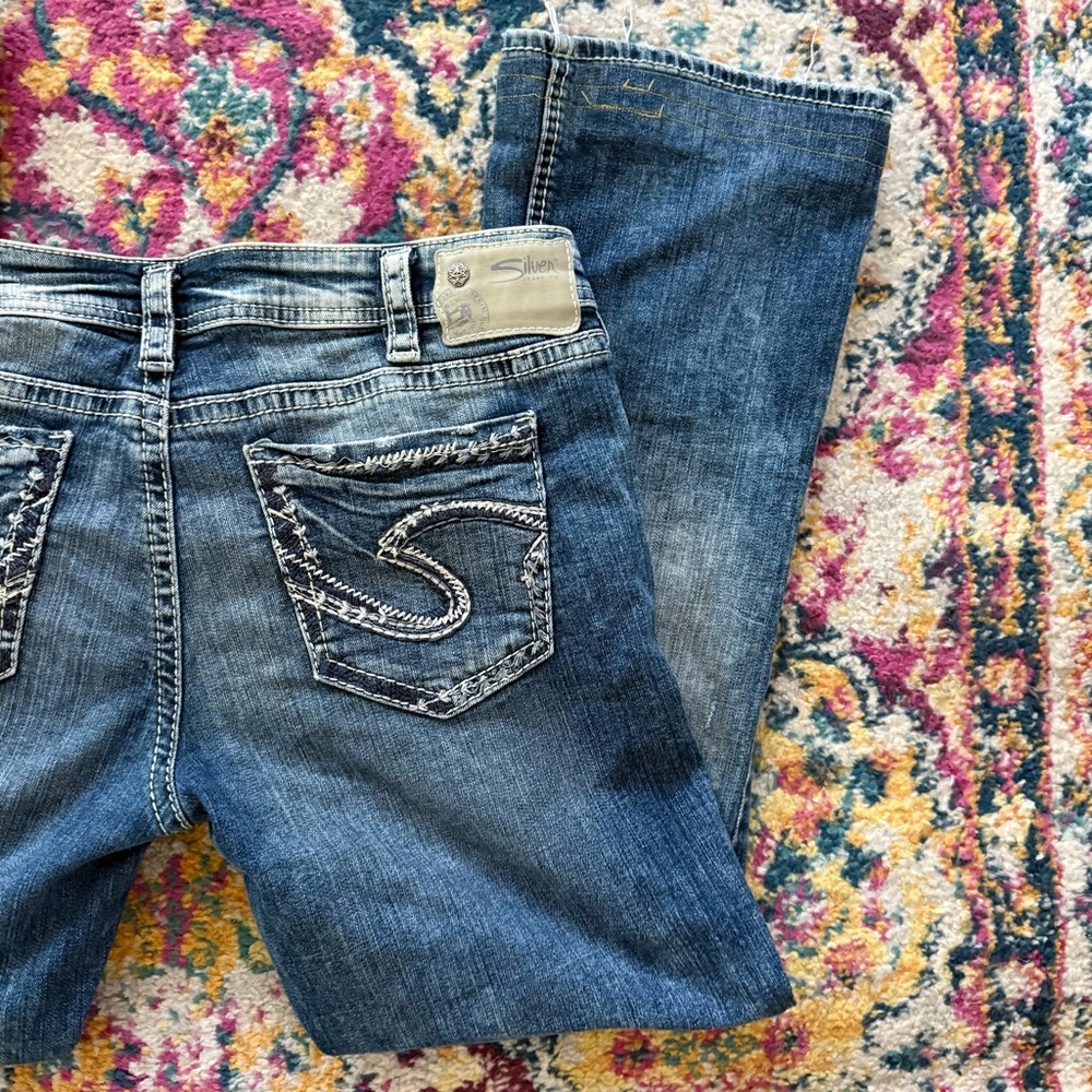 Y2K Low Rise Jeans Embroidered Bedazzled Pockets Grunge